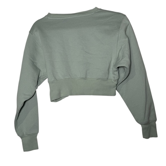 American Eagle Sage Green Cropped Crewneck Sweatshirt Size XS Super Soft Lounge - Picture 2 of 7